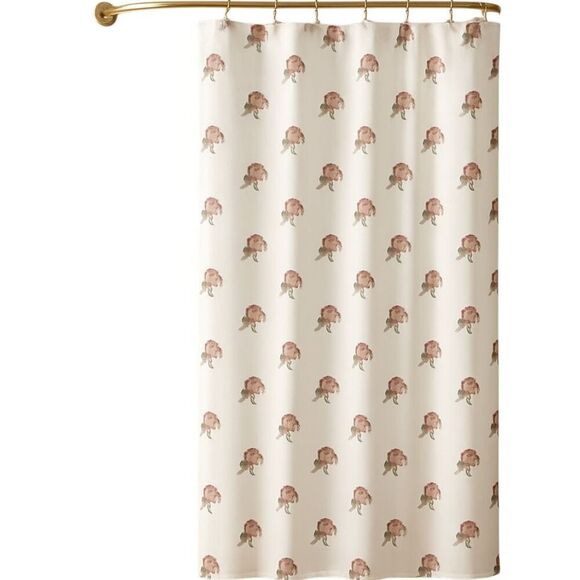 Kate Spade New York White Leopard Head Toss Shower Curtain with Pink Bows 72x72 - Picture 2 of 4